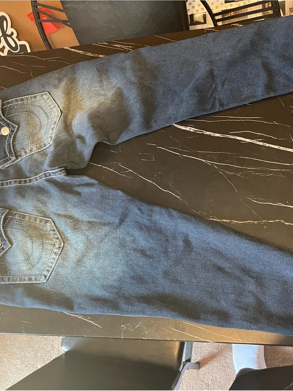 True Religion Skinny Jeans in Dark Blue with Contrast Stitching